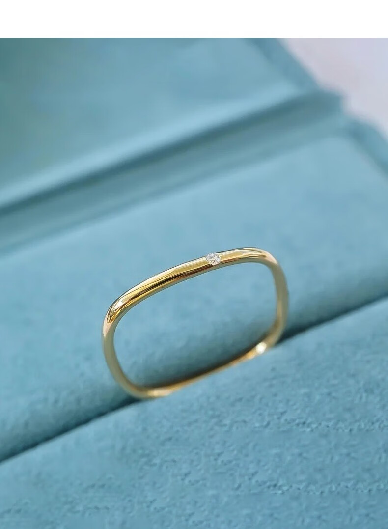 卡得丽亚 s925银小方戒指情侣戒指小方戒18k金色方形对戒抖音小红书网