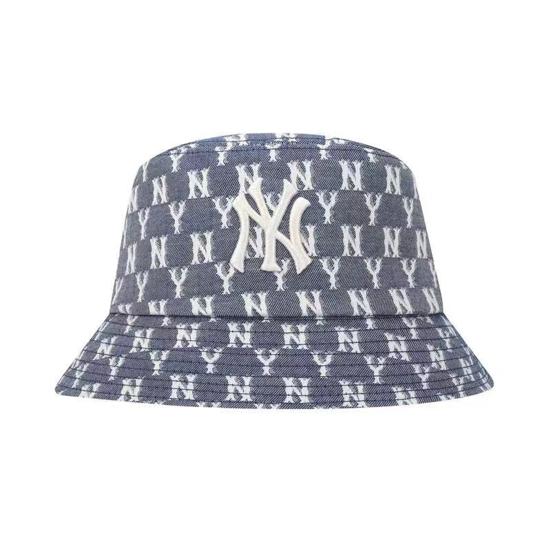 mlb帽子2022新款ny牛仔老花满标渔夫帽男女款遮阳盆帽运动帽 老花黑ny