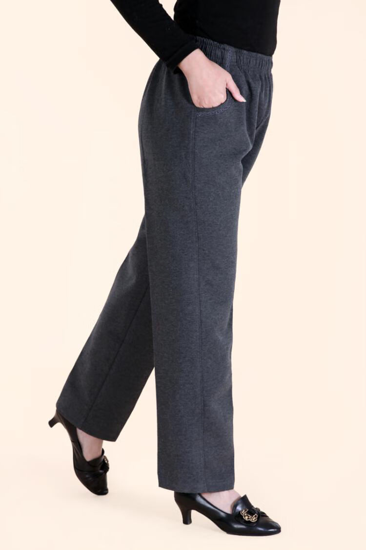 恒源祥【特价清仓】秋冬款中老年加绒运动裤女松紧高腰大码纯棉休闲裤