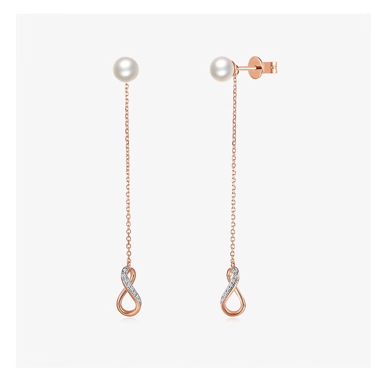 tsl谢瑞麟珍爱无限系列淡水珍珠18k金耳钉单只钻石耳环耳饰bc679bc680