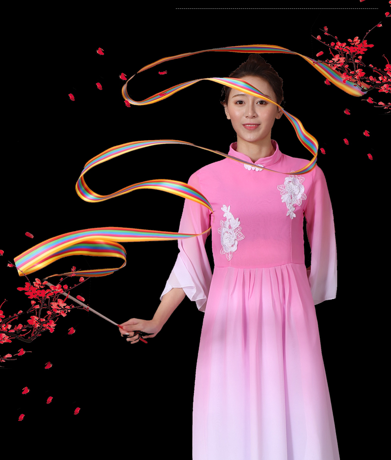彩带丝带艺术体操儿童舞蹈绸带演出手甩彩绸飞天舞绸幼儿园彩带棒