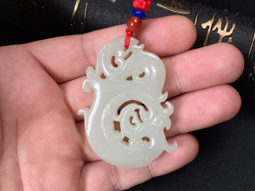 逸阅堂仿古凤仿古龙玉佩吊坠天然和田玉龙凤呈祥玉石礼品项链玉坠 约