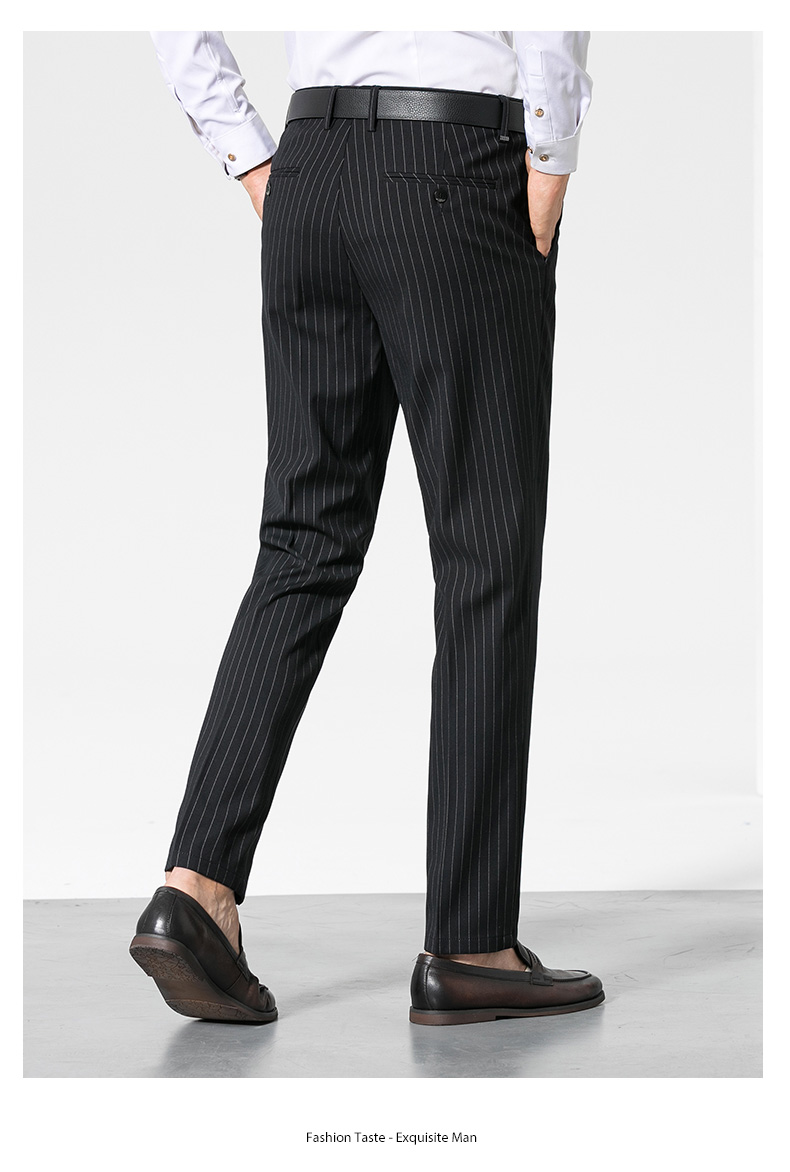 传奇保罗西裤子男2020免烫直筒宽松西裤商务休闲中年正装西装裤 黑色