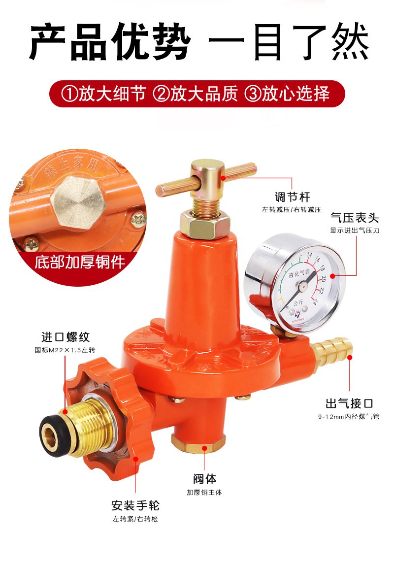 煤氣閥液化氣調壓閥煤氣罐減壓閥家用熱水器安全閥中壓低壓閥開關經典