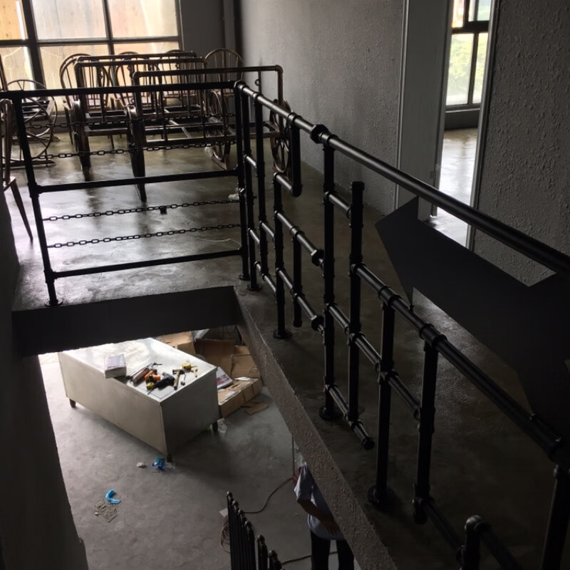 水管齿轮楼梯扶手护栏复古工业风餐厅酒吧阁楼扶手栏杆阳台围栏l款