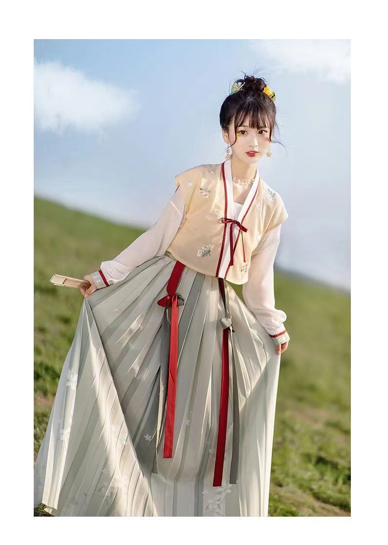 寇恙kouyang游园惊梦梦故里唐背子圆领衫一片式褶裙改良汉服女唐褙子