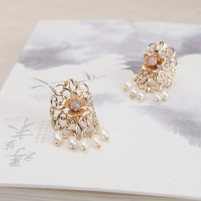 汉服头饰女童 马尾夹束发小配饰sn6682 五珠发扣粉2个-附一字夹10个