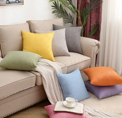 素色亚麻加厚正方形靠枕纯色家用沙发靠垫亚麻大抱枕客厅靠背枕垫魅