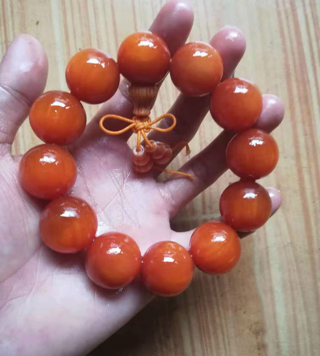 情冰东北沉香红松木明子手串108颗手链女琥珀木男佛