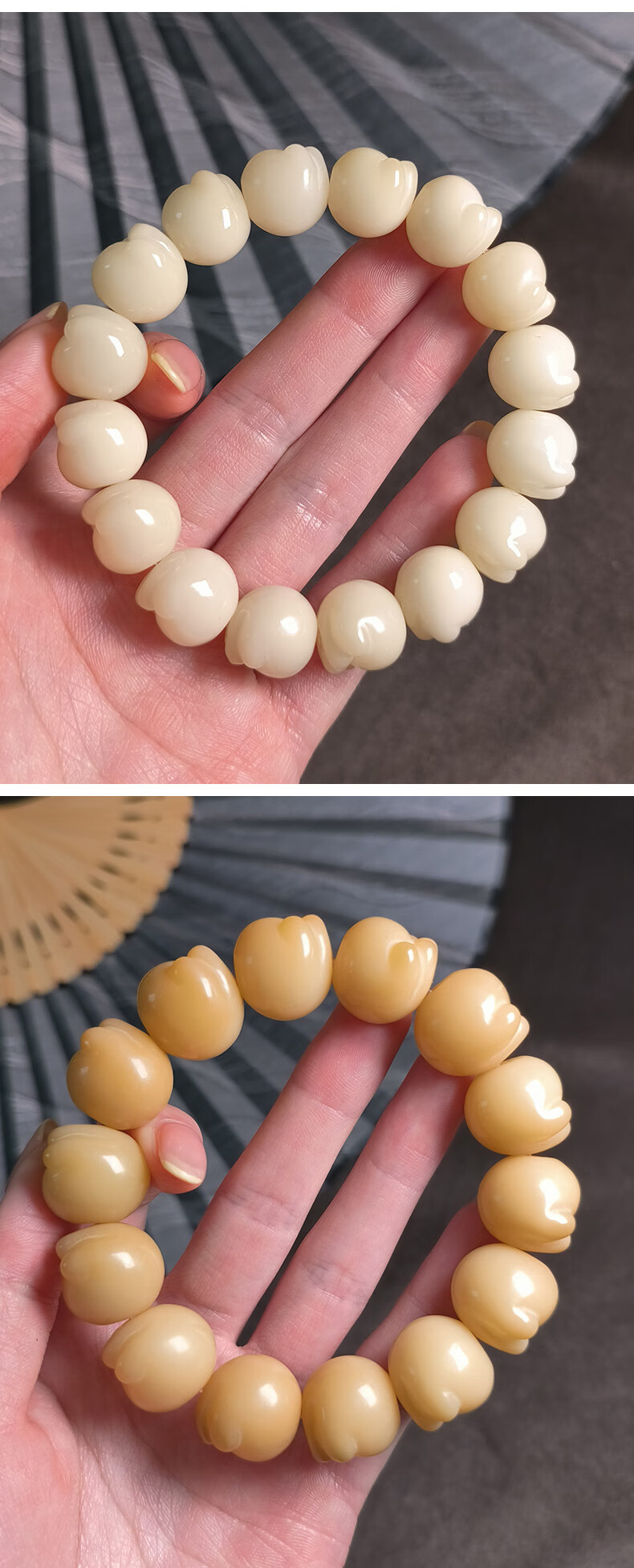 宾煌 雕刻小猫爪菩提根手串盘玩白玉菩提子佛珠男文玩绕指柔手链女 色