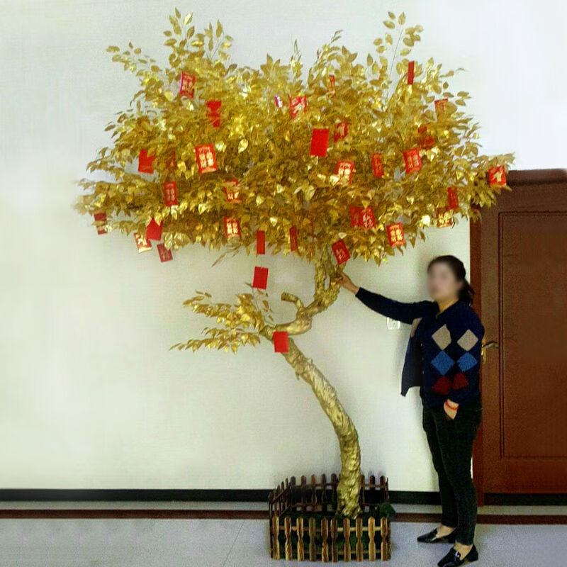 仿真金榕树黄金树摇钱树假金树仿真金树许愿树大厅商场新年红包树 4