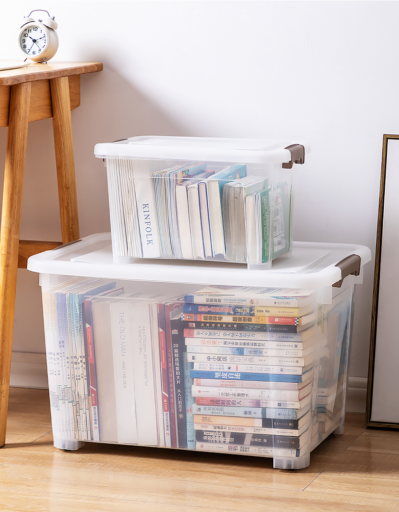 温妤【抖音同款 】 透明箱子收纳装书书箱收纳箱学生教室用书本放书带