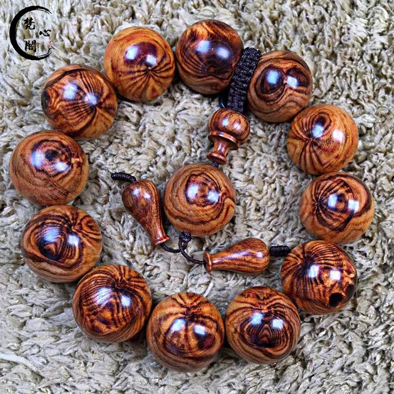 梵心阁孤品海南黄花梨手串蜘蛛纹重器老料佛珠文玩送礼物男士海黄手链