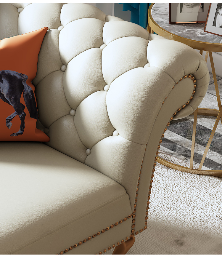 sivir贵妃椅轻奢懒人太妃美人榻卧室躺椅头层牛皮单人沙发纳帕皮海绵