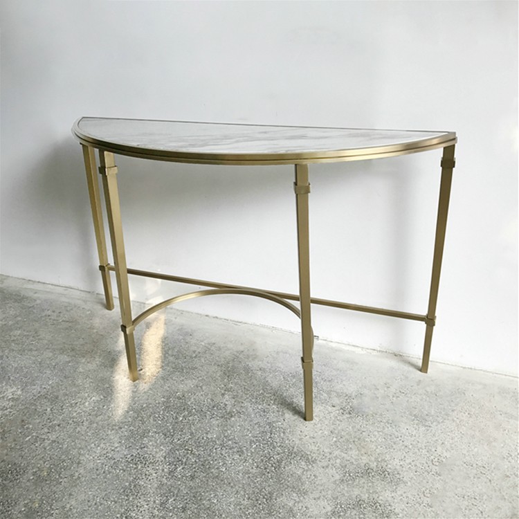 岱贝简约现代入户大理石玄关柜半圆形轻奢风靠墙门厅玄关桌走廊弧形桌