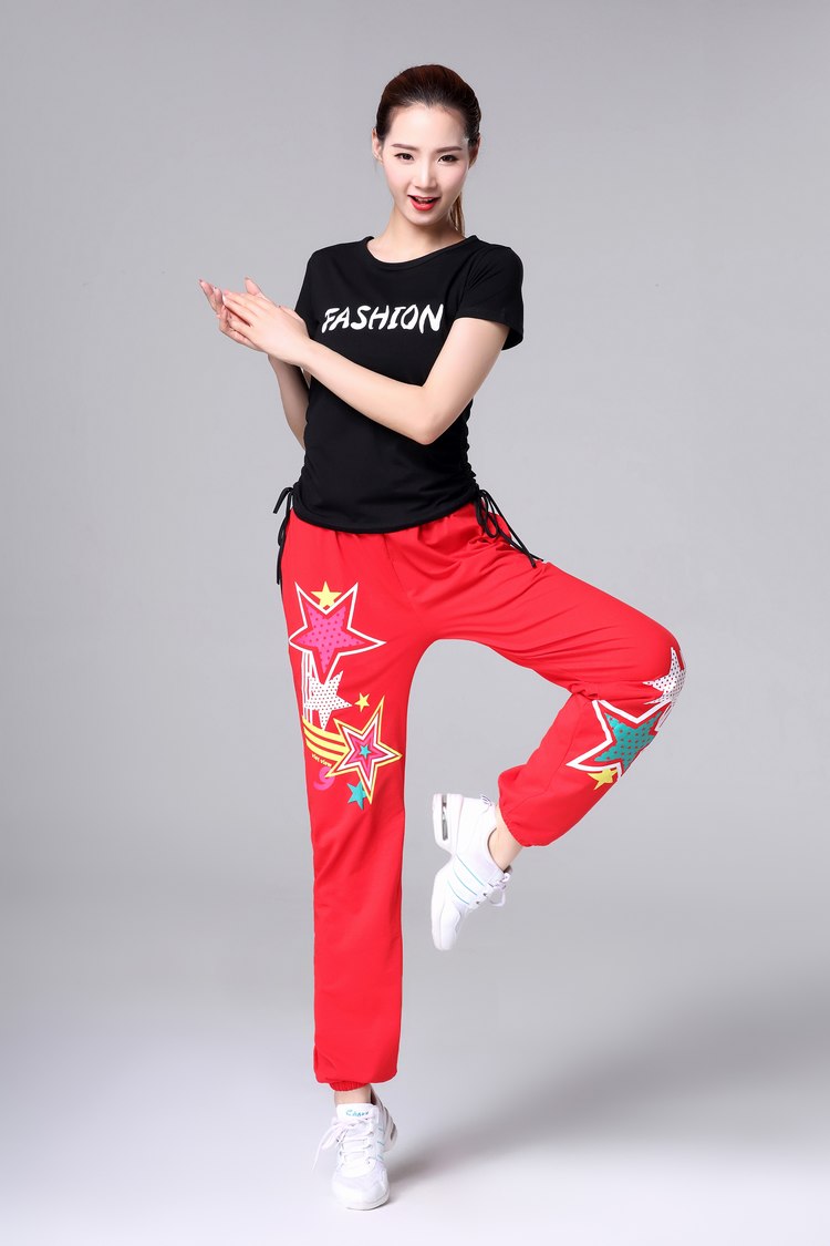 广场舞服装新款套装春夏鬼步舞纯棉短袖舞蹈服嘻哈运动服装 黑衣短袖