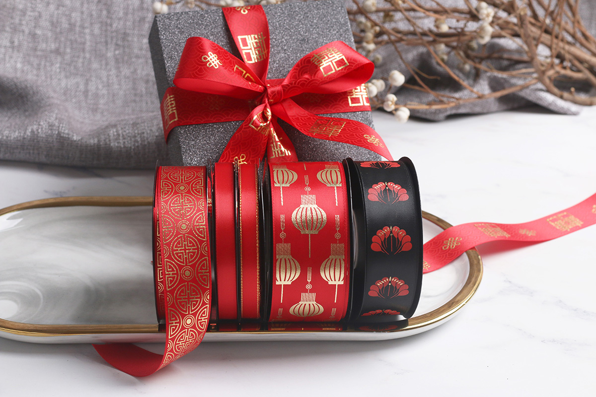 结婚礼物丝带喜字囍婚礼新娘捆绑被子绸带喜庆 红色喜字透明贴纸500个