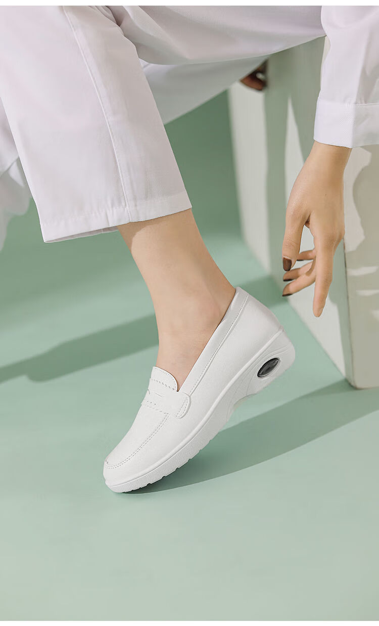 气垫护士鞋女防滑夏季白色软底透气不累脚厚底增高春秋医护鞋白色35