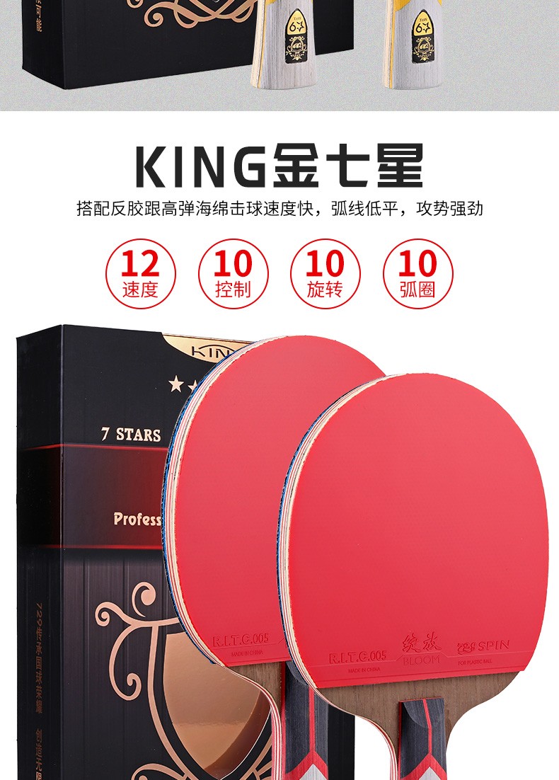 友谊729乒乓球拍金三星乒乓球成品拍3星球拍双面反胶 初学者单拍1只