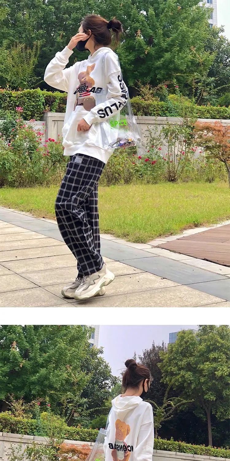朱志鑫同款ssurplusxiconslab小熊纯棉连帽kai卫衣男女春白色加绒m
