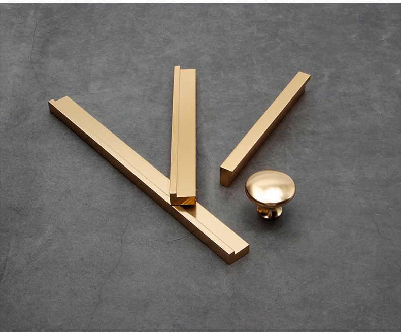 衣柜长拉手长条f形橱柜l型亮金色镜面柜门拉手床头抽屉柜拉手把手-hy