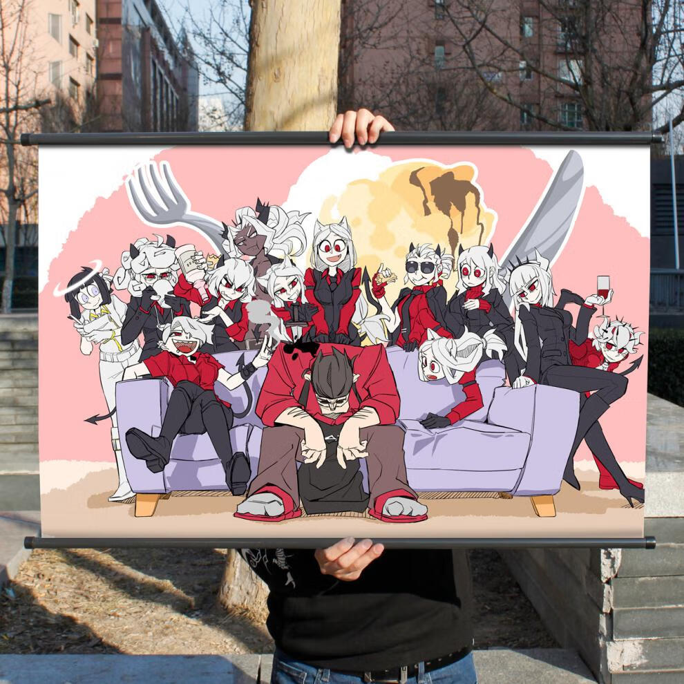 曼影地狱把妹王游戏周边海报 helltaker周边布制挂画 ceo正义恶魔