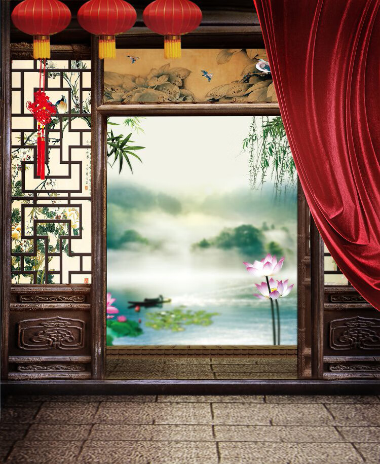 古装拍照背景布摄影背景布全家福古风背景网红主播直播背景布32 秋扇