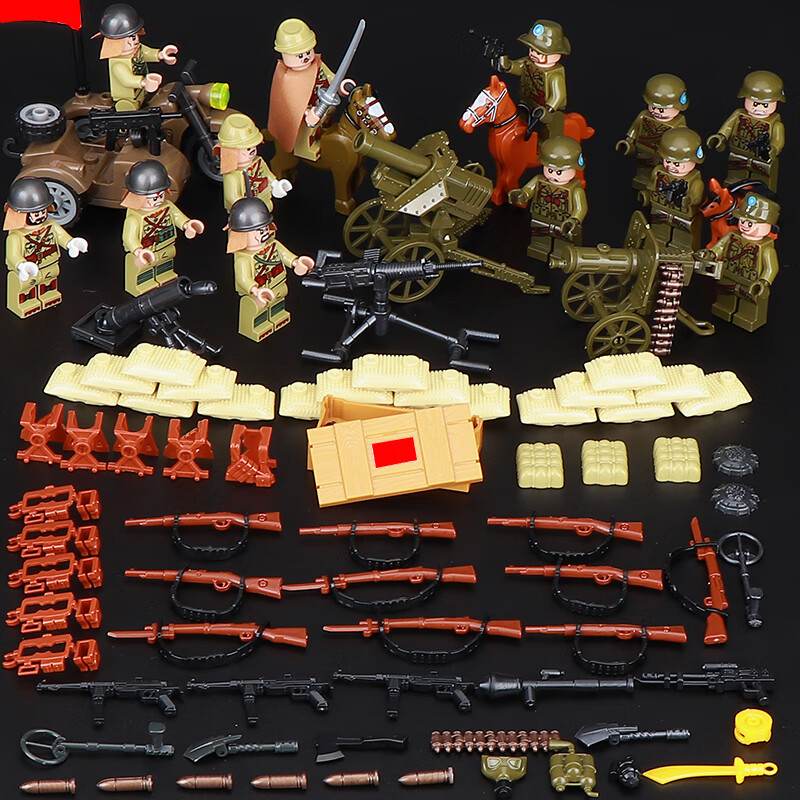 乐高军事二战八路军打日军国军抗日战争军事人仔积木玩具 中苏联合打