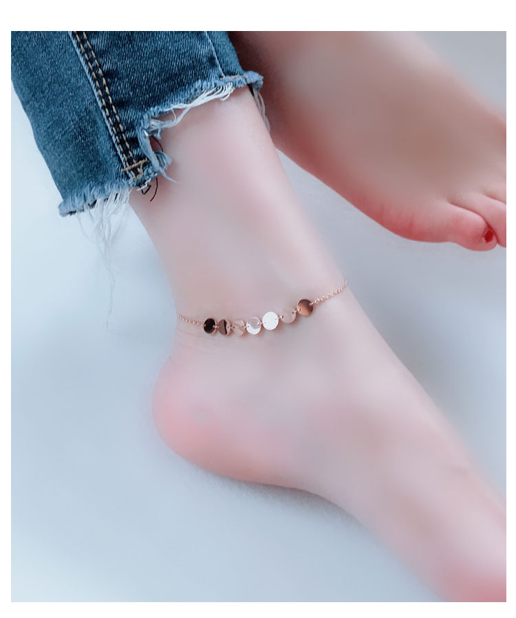 铃铛刻字脚踝足链999镀18k玫瑰金脚链女红绳学生铃铛刻字脚踝足链