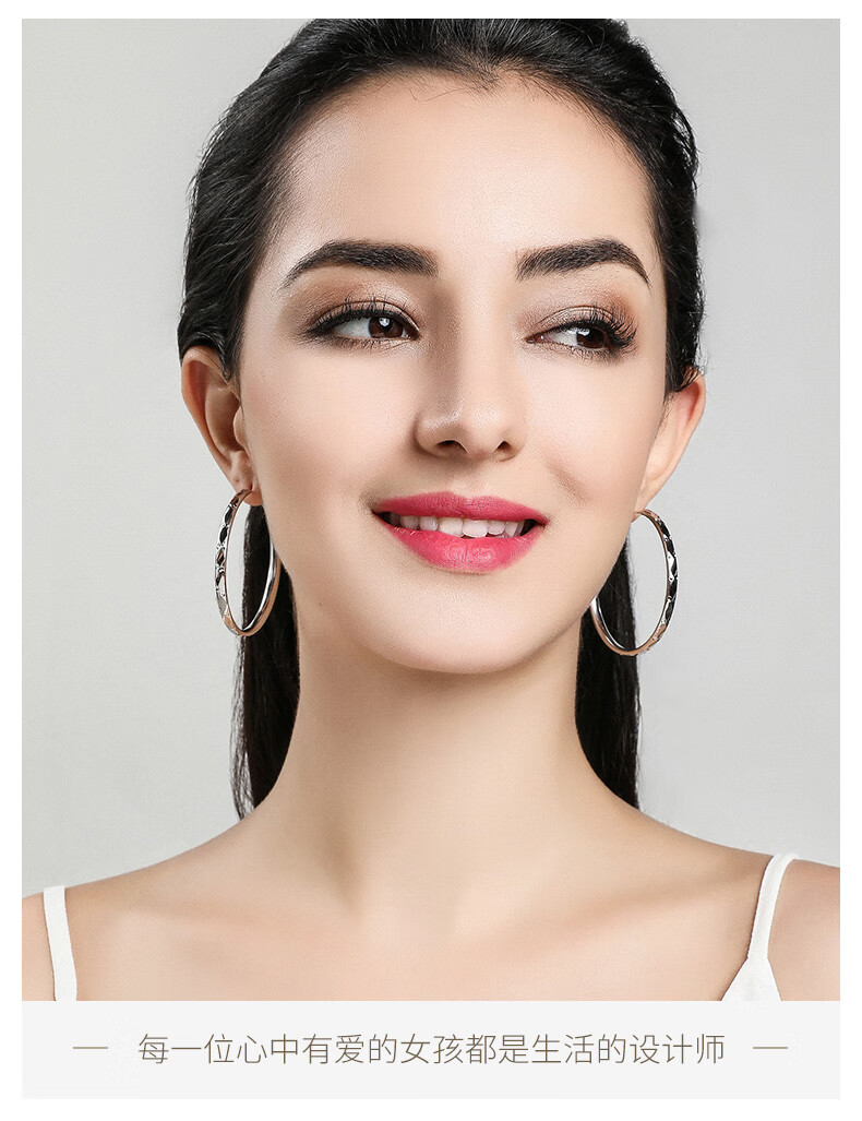 2020年新款潮耳圈纯银大圈耳环女韩国气质网红大圆圈耳饰圆环圈圈 zeh