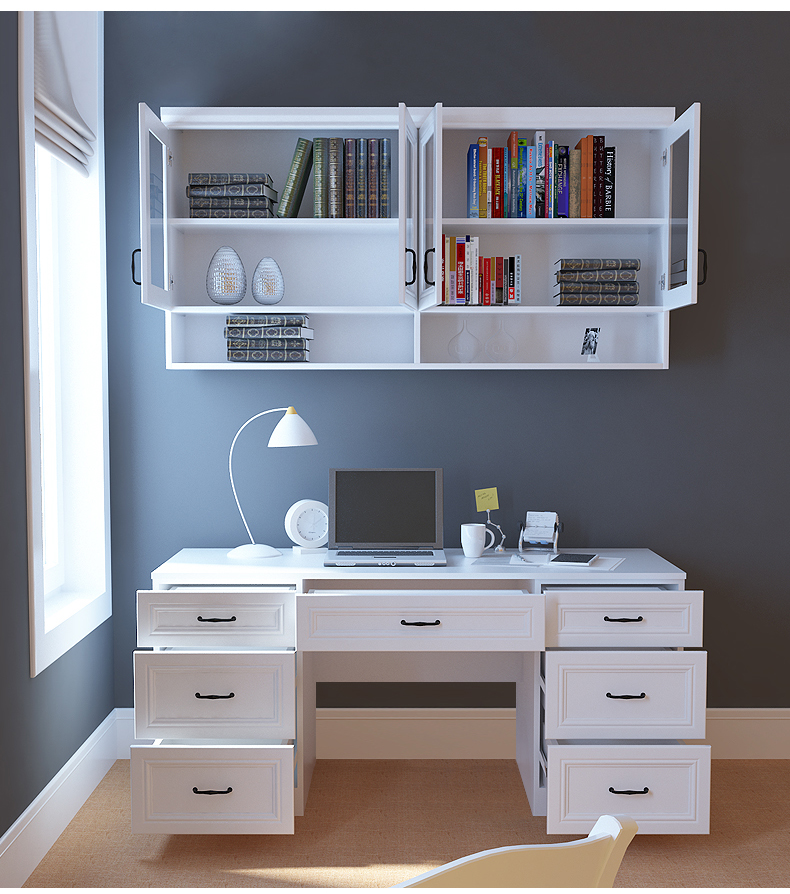 喧嚣之后简约电脑桌抽屉写字桌书桌吊柜组合挂墙式定制1.