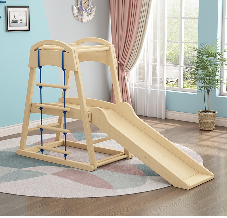 litedisi儿童实木攀爬架室内木制滑滑梯秋千攀岩组合家用小型游戏乐园