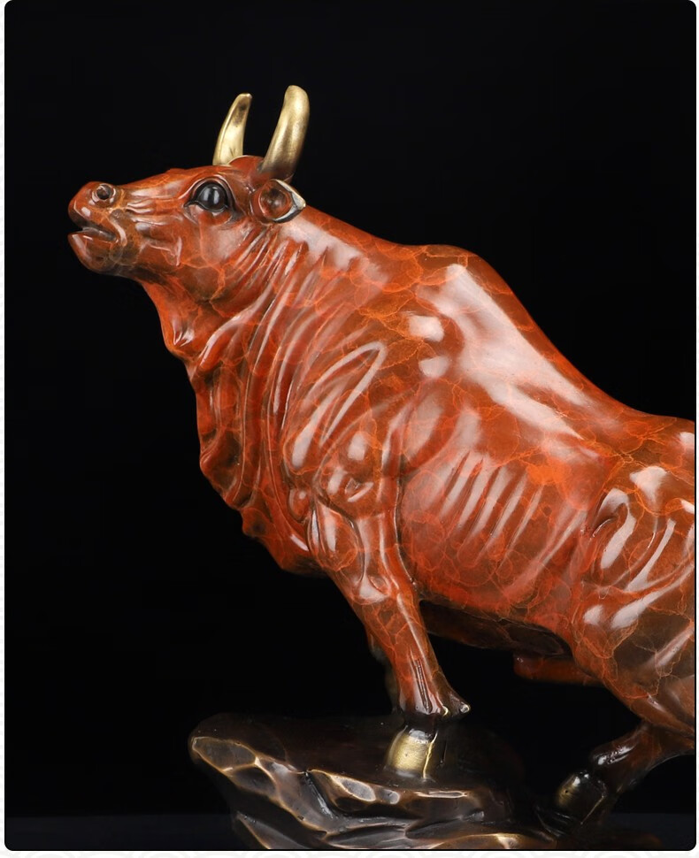 工艺品开拓牛办公室装饰品摆件开业乔迁礼品 二号 富贵黄