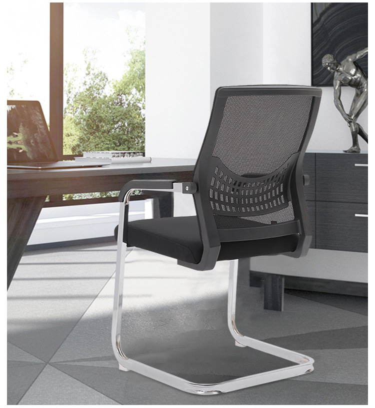 奈高人体工学电脑椅子 弓形会议椅办公椅 家用座椅 黑色弓形