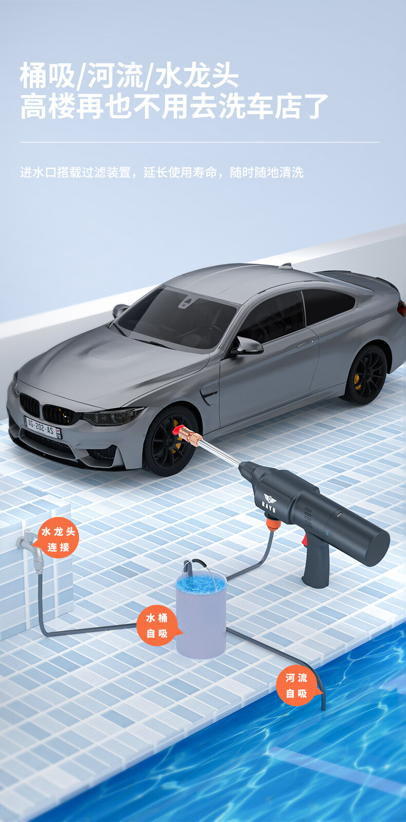 无线洗车神器高压水枪车用家用铜无线洗车机车用家用便携式锂电池小型