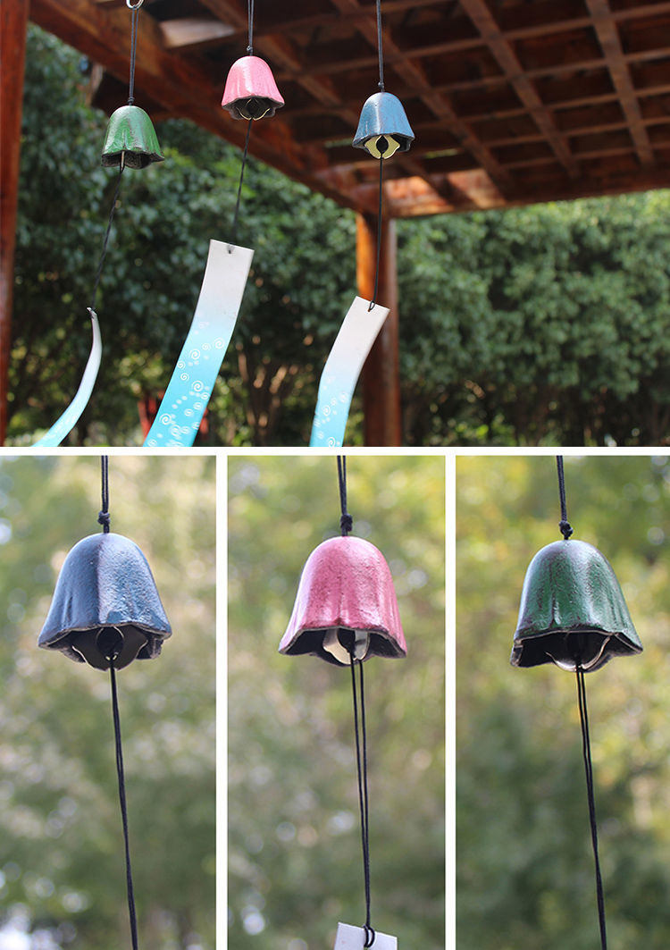 日本南部铸铁风铃 富士山复古铁器铃铛 和风家居祈福挂饰生日礼物p 粉