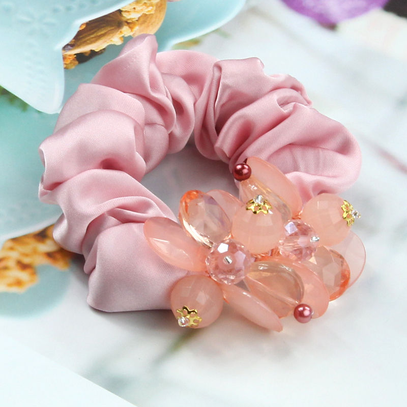 韩版百搭头绳珍珠头花发圈简约皮筋发花发饰扎头发盘丸子头头饰品