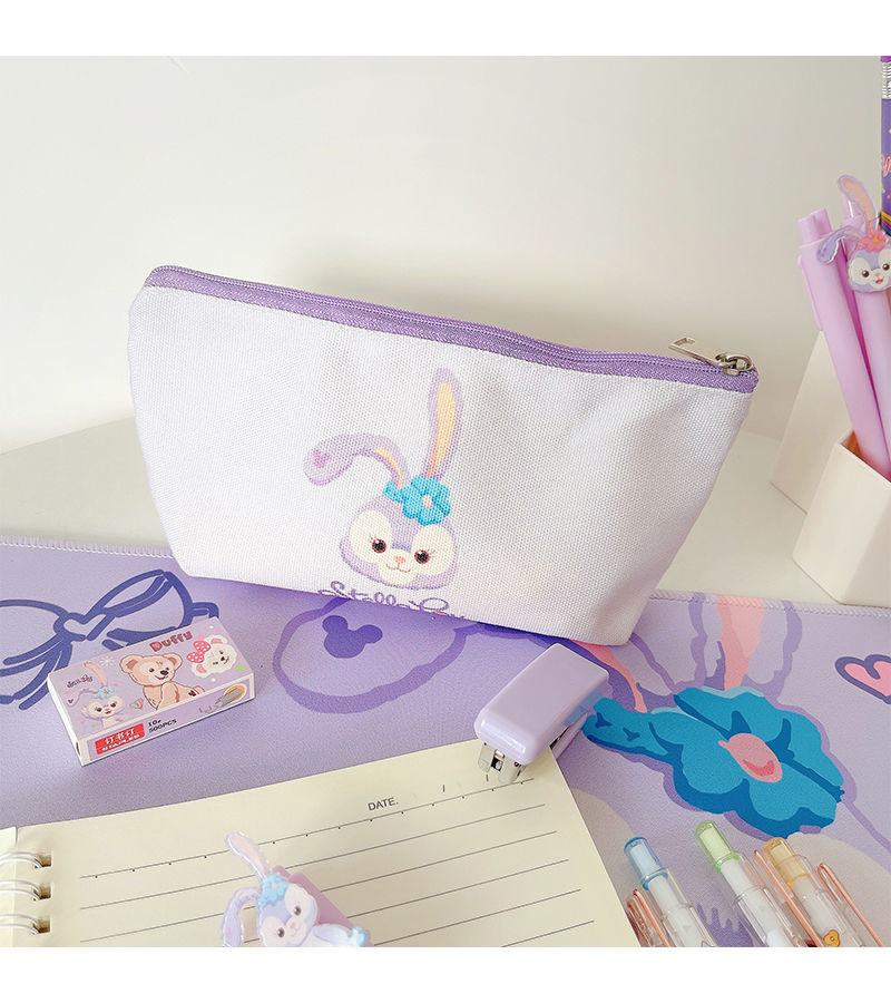 星黛露卡通笔袋可爱兔子帆布铅笔文具袋少女心大容量学生收纳多用英文