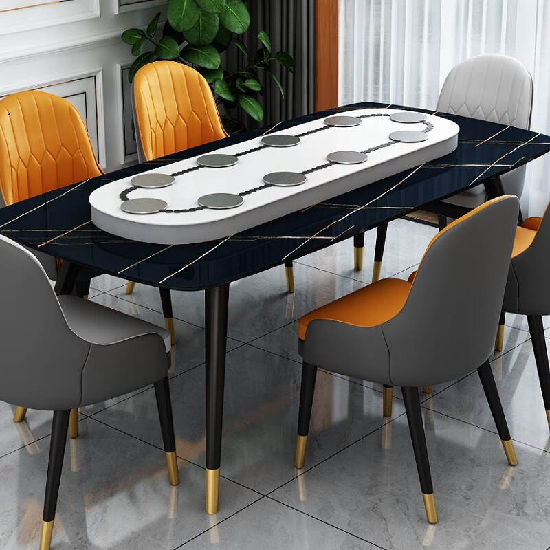 汇璟木业 椭圆自动传菜转盘 长方形电动餐桌传送带 长桌转盘长条桌