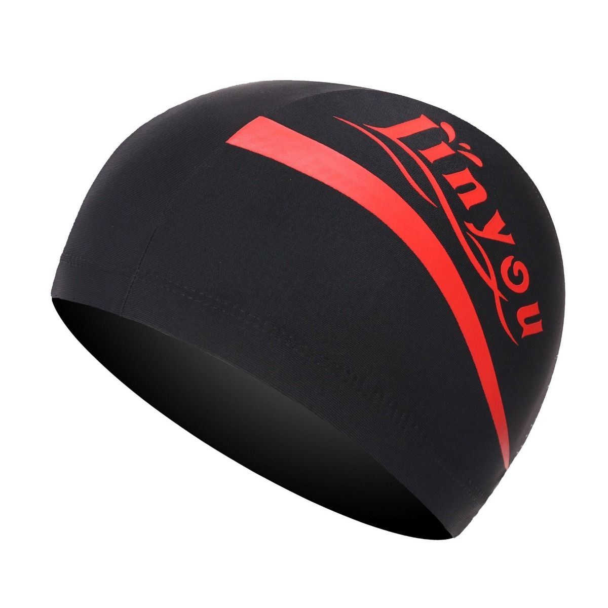 裳厢记年新款高弹涤纶火焰泳帽防水时尚温泉儿童游泳馆通用泳帽红色