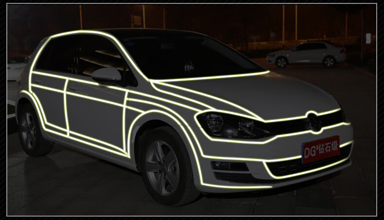 汽车贴纸车贴划痕遮挡3m反光贴电动车自行车夜光贴车身装饰反光条黄色