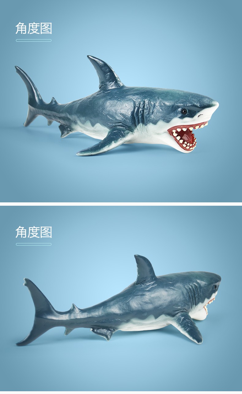 recur鲨鱼玩具海洋生物模型儿童玩具早教认知大白鲨柠檬鲨仿真软胶