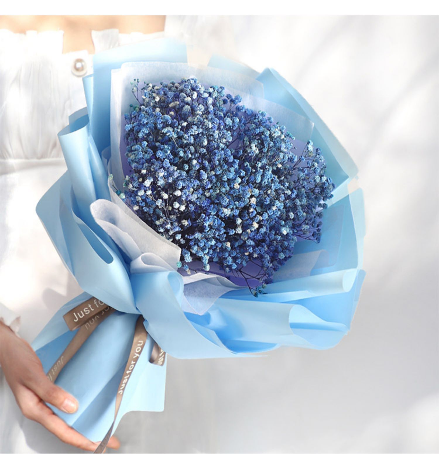 满天星灯干花花束包装送人大束玫瑰妇女节生日礼物送女友闺蜜真花