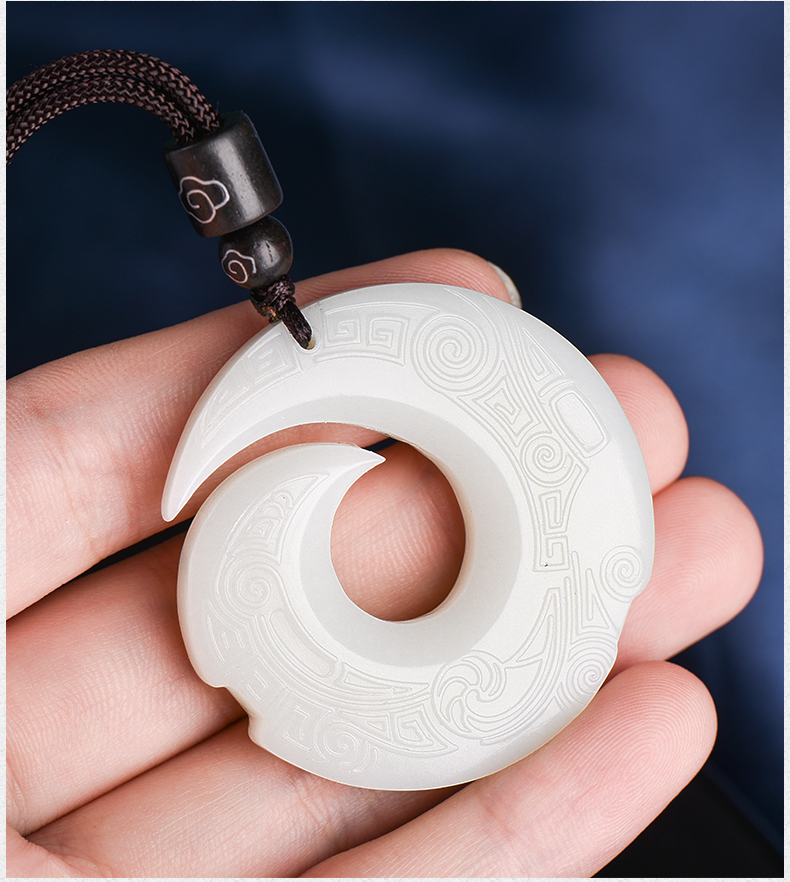 情人节礼物慕溪源和田玉白玉时来运转吊坠男女款玉石玉坠挂件附送证书