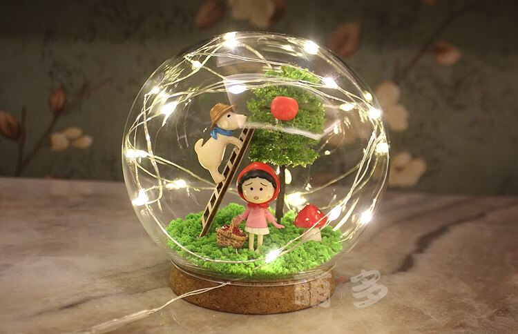 水晶球灯微景观手工diy玻璃球朋友情侣闺蜜生日礼物创意摆件 兔兔