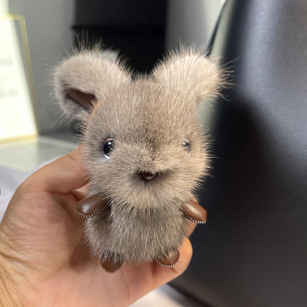 水貂毛小兔子挂件网红水貂毛兔子背包包挂饰可爱毛绒小白兔皮草汽车