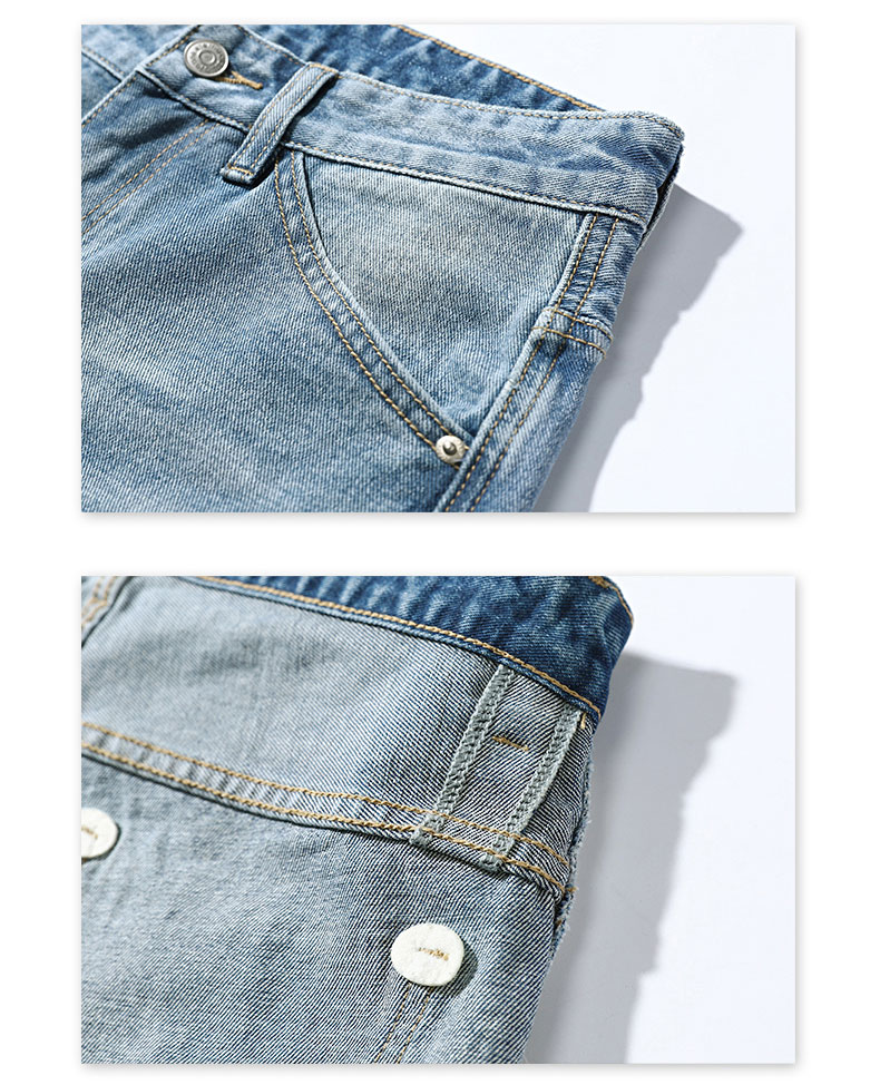 沐秋男装春季水洗直筒牛仔裤男浅蓝色宽松裤简单款休闲长裤男士裤子