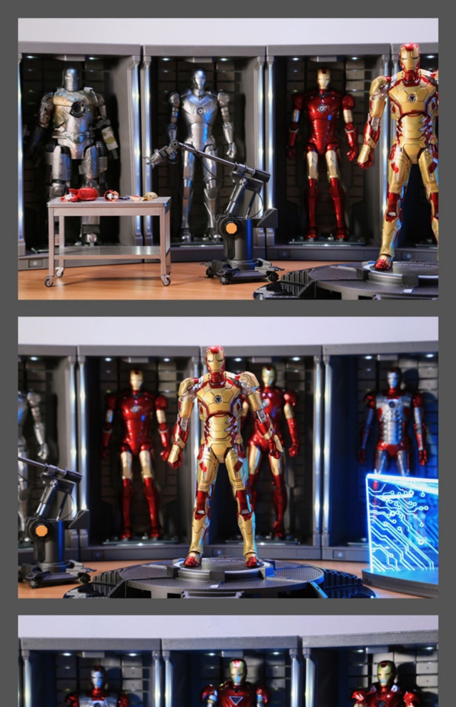 漫威中动钢铁侠mk3格纳库复联可动发光模型人偶摆件礼物 发光版 mk3