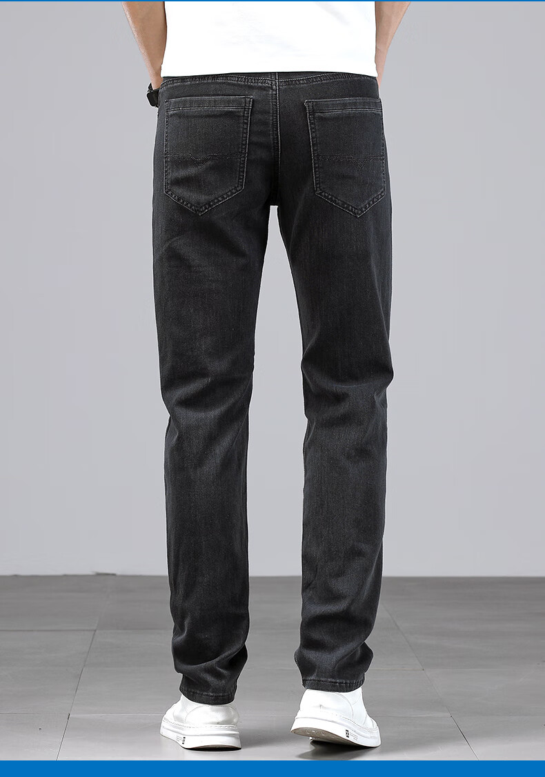 伯陀中青年男士轻奢品牌夏新款蓝灰色牛仔裤男夏季薄款直筒宽松弹力男