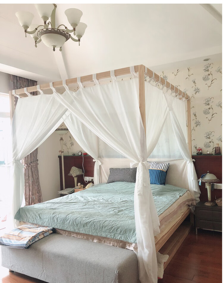 黛奴dainu东南亚风床幔轻奢白色床帘纱幔麻纱152m床幔宫廷清新家用